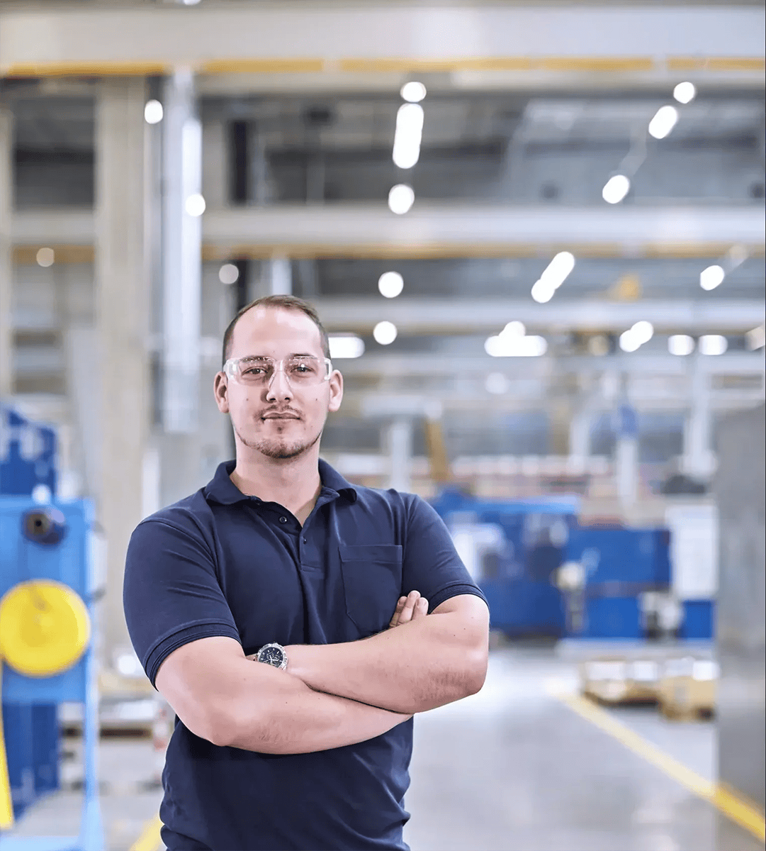 A valve manufacturing worker at IMI's site in Europe
