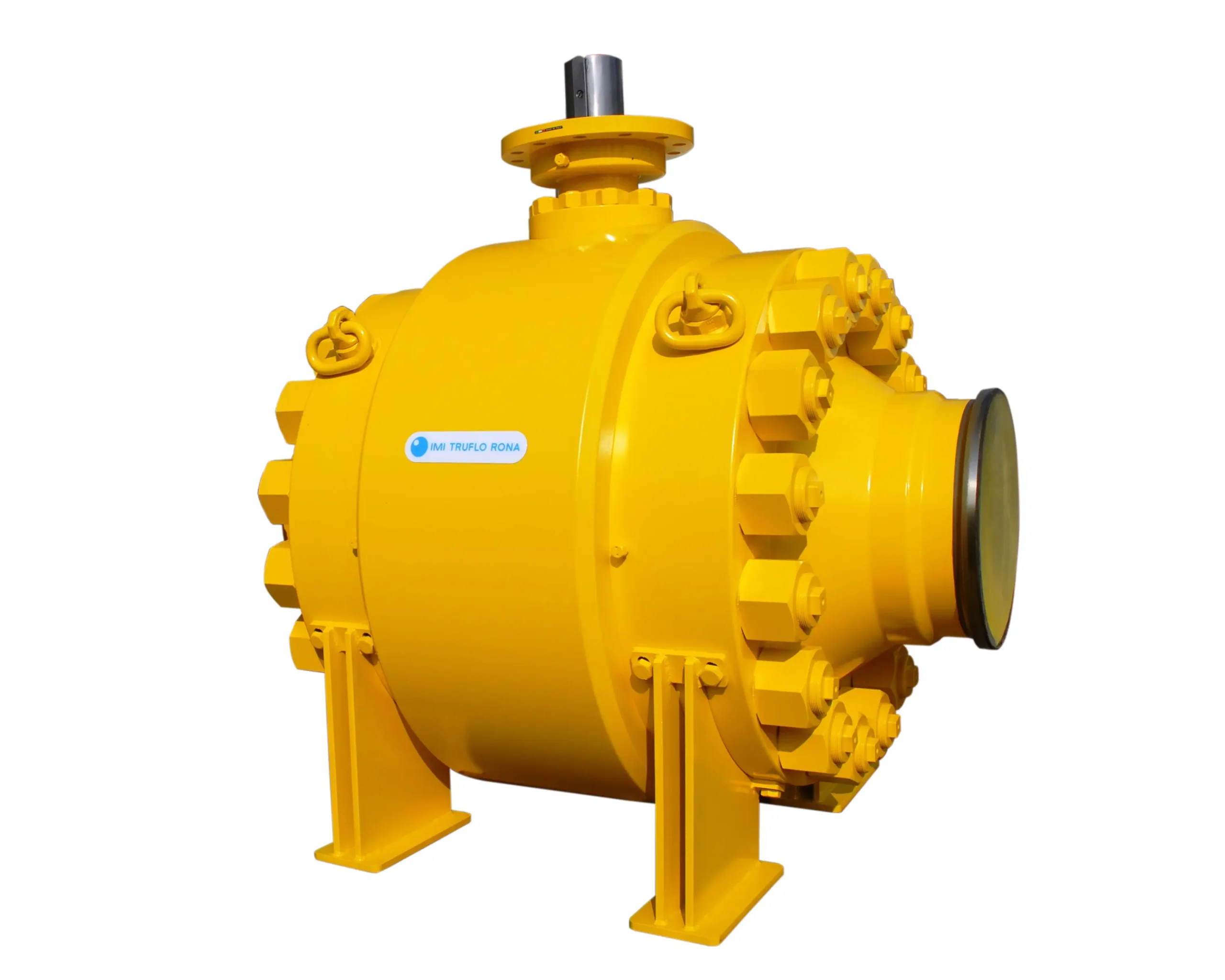 A large IMI Truflo Rona valve used in industrial applications for high-pressure and high-flow fluid control.