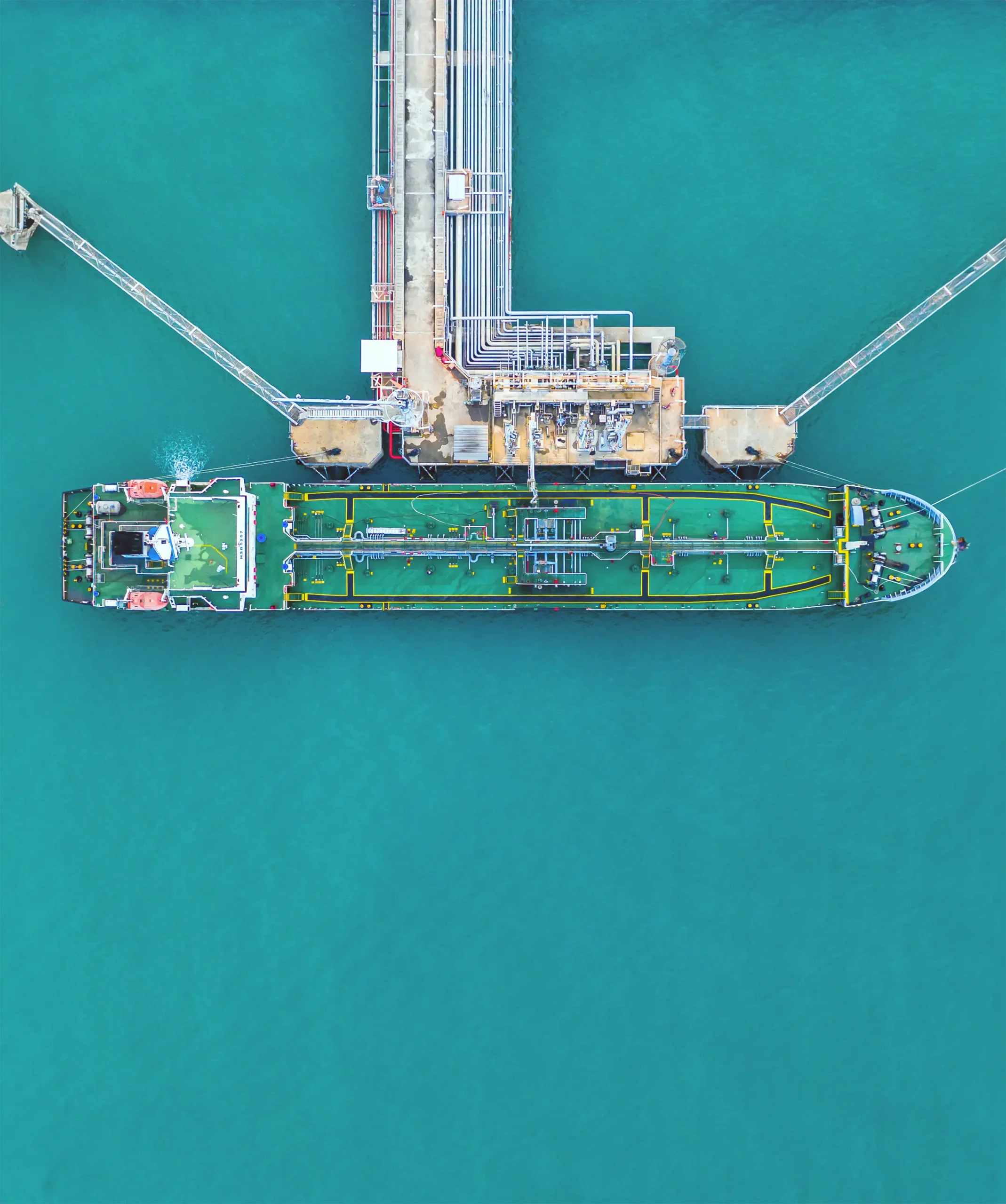 Aerial view of a large LNG transporter boat, designed for the transportation of liquefied natural gas.